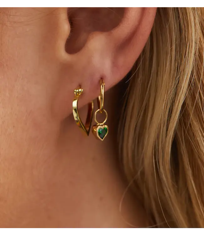 Funky love small hoop earrings - brass goldplated