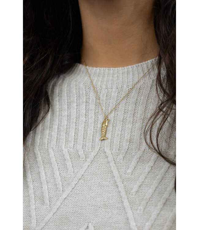 Hooked fish necklace - Gold