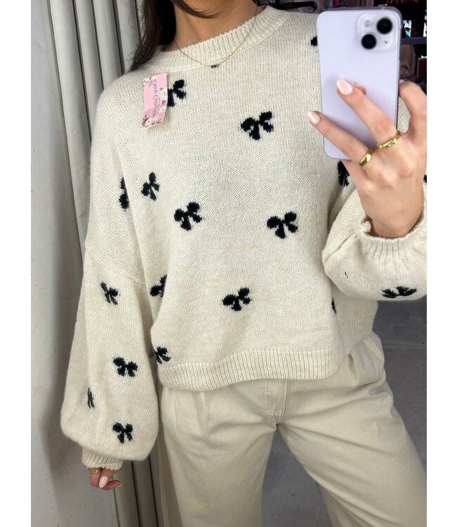 Bow knit - beige/black