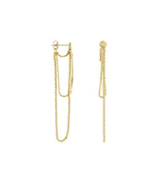 ANNA NINA Single Triple chain stud earring - Goldplated