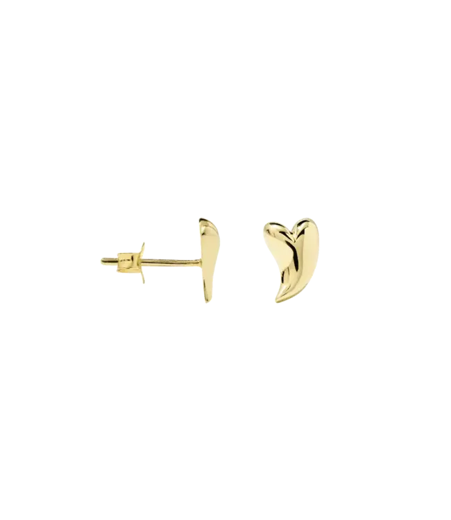 Single Groovy Heart stud earring - Goldplated