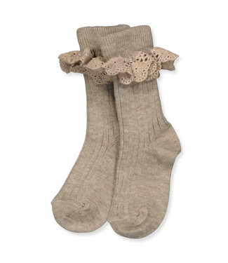 MP Denmark Lisa socks - lace | Light Brown Melange