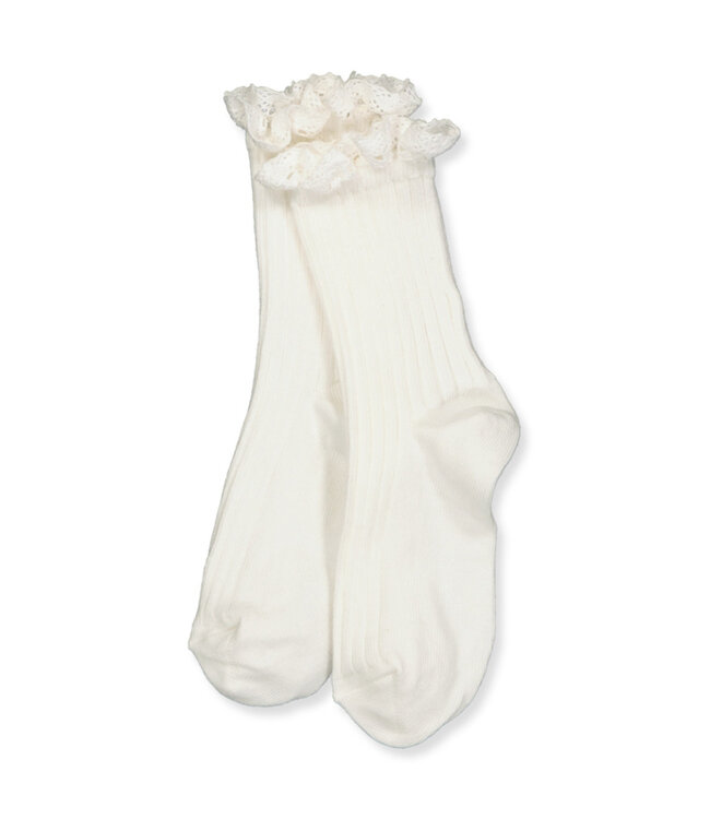 Julia socks with lace Snow white