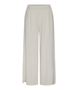 PIECES Agnes HW High Split Pants - Raw Cotton