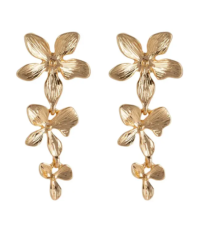 Dangling flower earrings - Gold