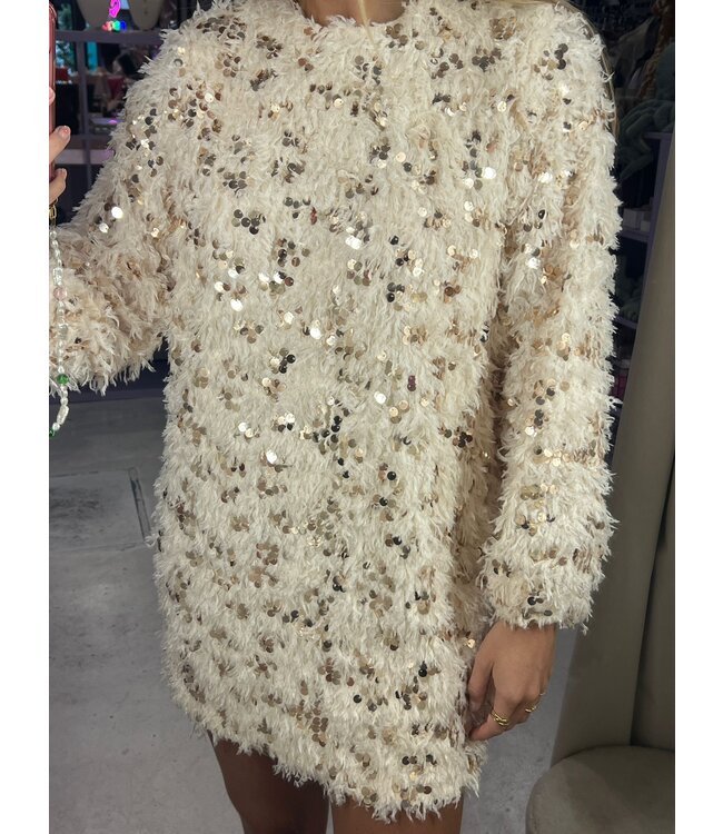 Aimy Sparkle Dress - Beige/Gold