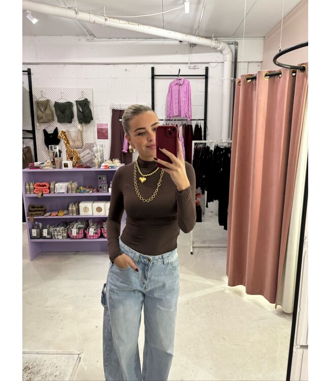 Basic Turtleneck - Longsleeve Brown
