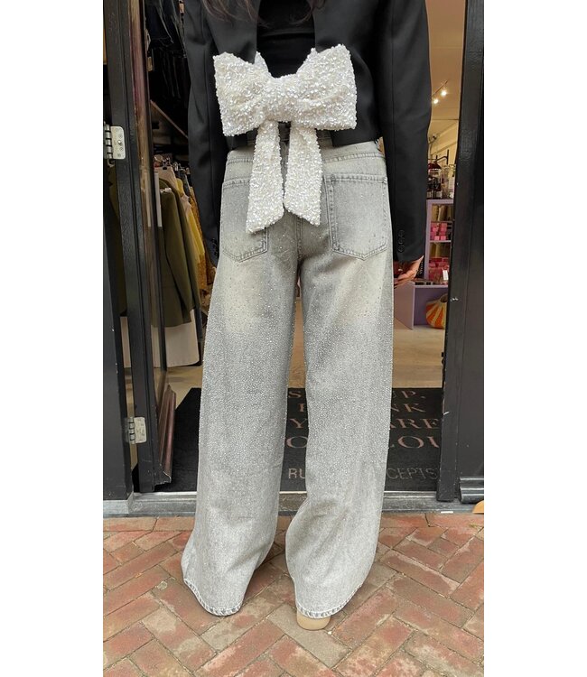 Yara Sparkle Wide Leg Jeans - Grey