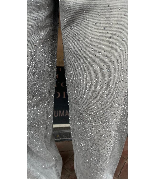 Yara Sparkle Wide Leg Jeans - Grey