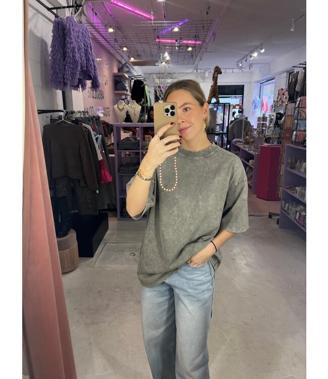 Sabrina Oversized Tee - Washed Grey