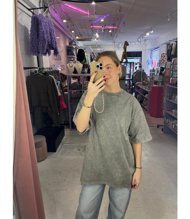 Sabrina Oversized Tee - Washed Grey