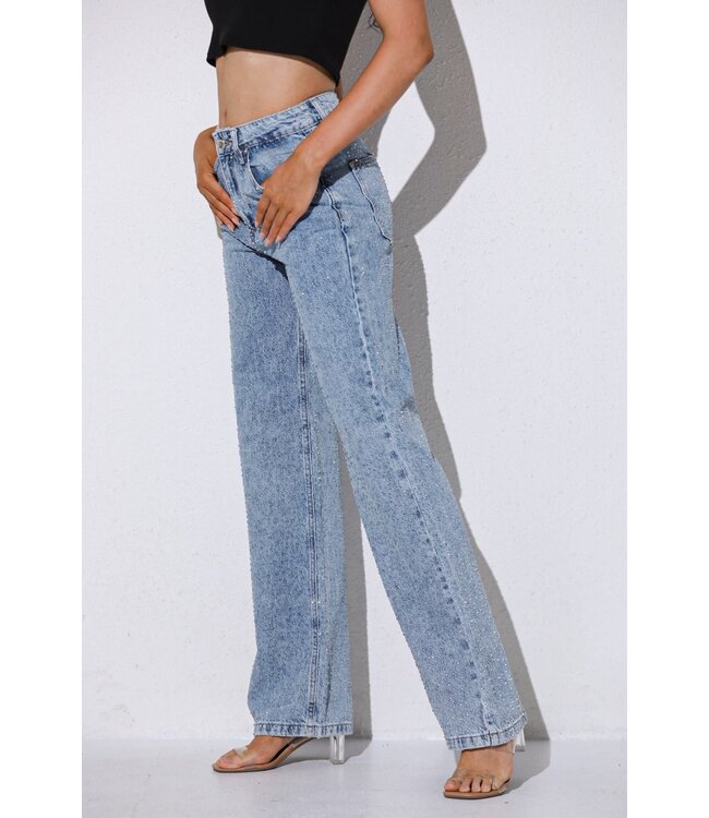 Stone Drop Straight Jeans - Blue