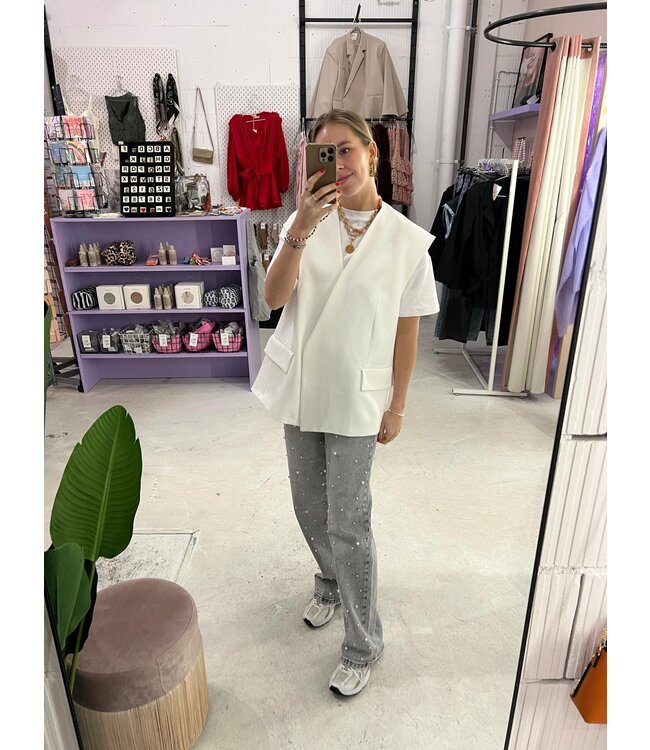 Pearly Wide Leg Jeans - Grey