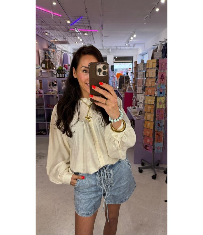 Front Lace Denim Short - Blue