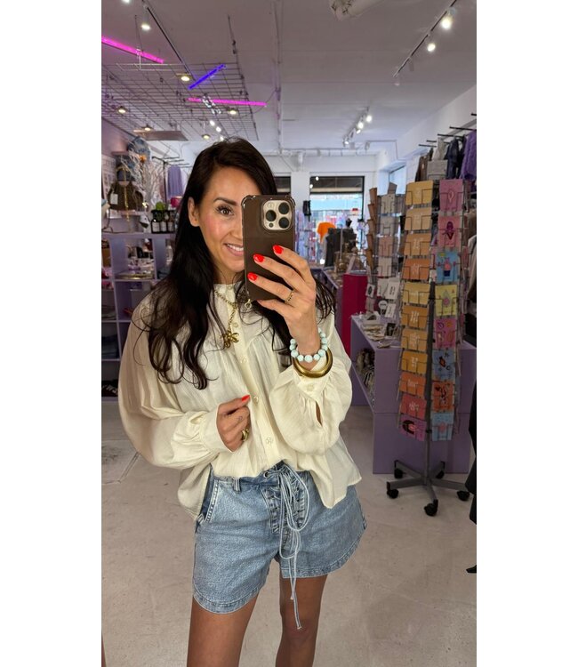 Front Lace Denim Short - Blue