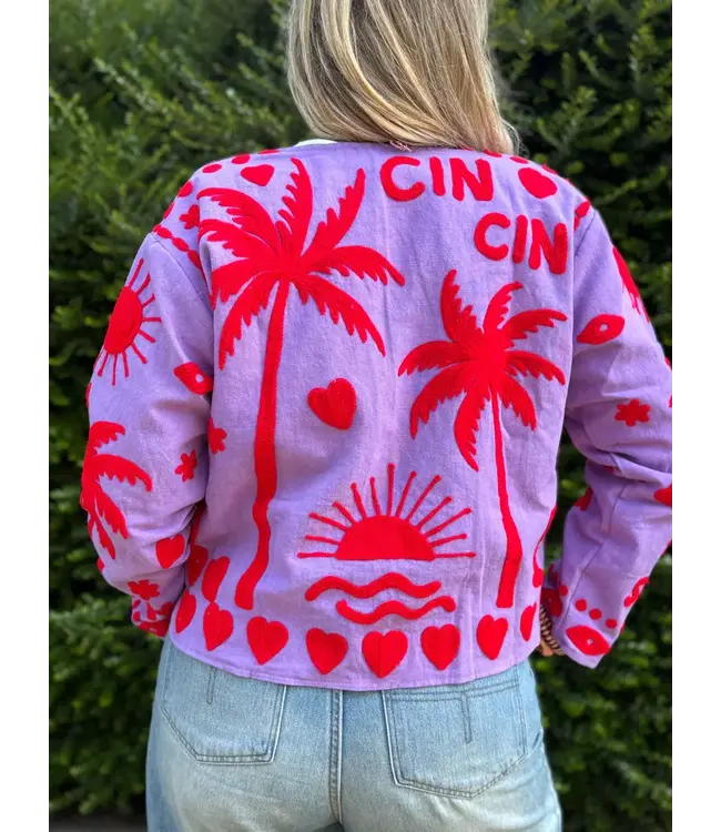 Cotton Embroidery Jacket CINCIN - Purple