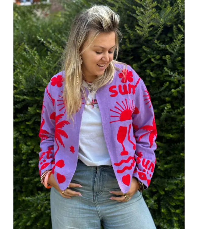 Cotton Embroidery Jacket CINCIN - Purple