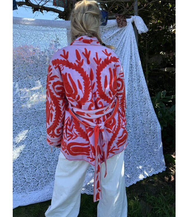 Long Cotton Embroidery Orange Purple