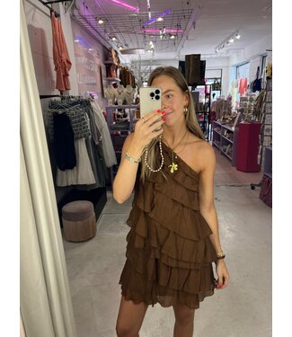 Isabella Ruffle Dress - Brown