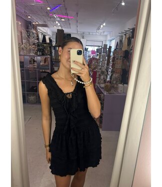 Ivana Ruffle Dress - Black