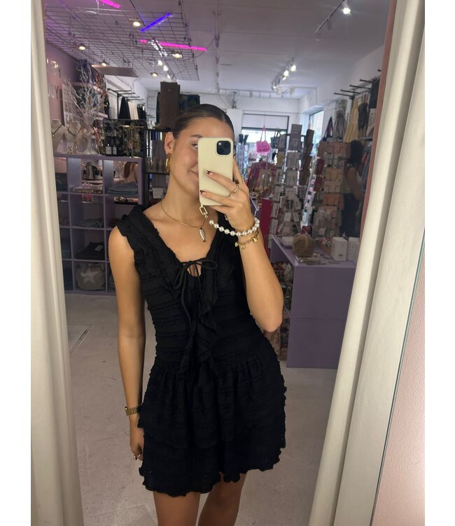 Ivana Ruffle Dress - Black