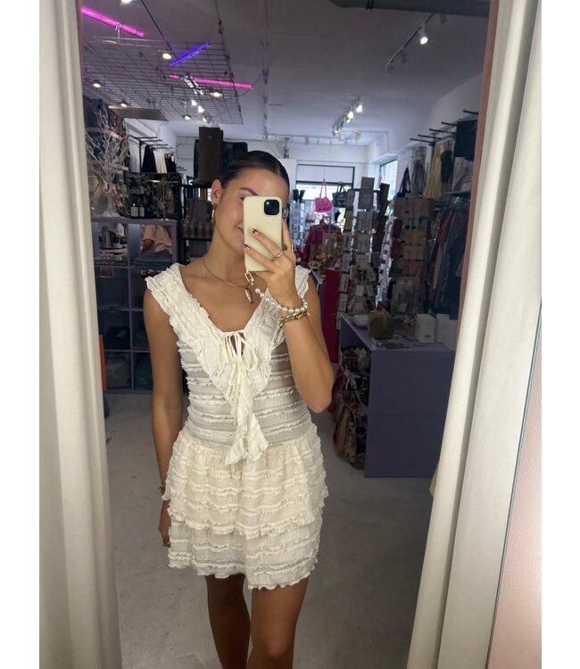 Ivana Ruffle Dress - Off White