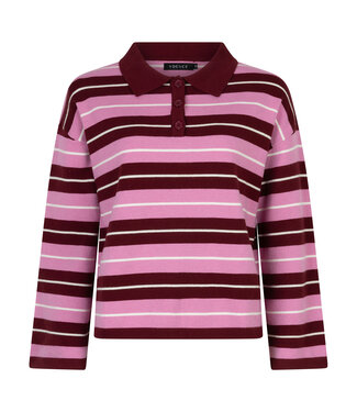 Ydence Knitted Top Balou - Burgundy/Pink