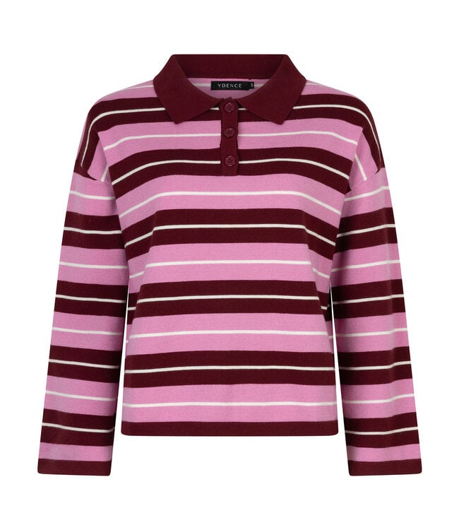 Ydence Knitted Top Balou - Burgundy/Pink