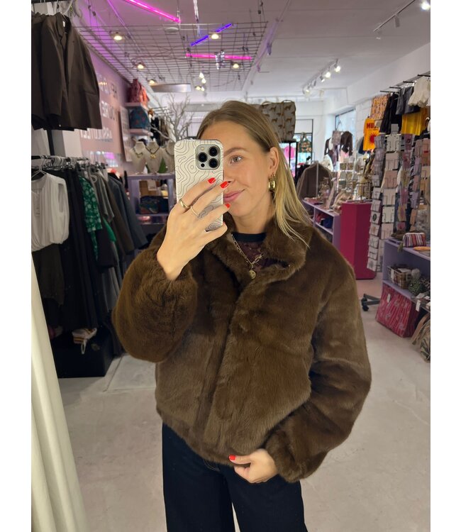 Clara Fake Fur Coat - Brown