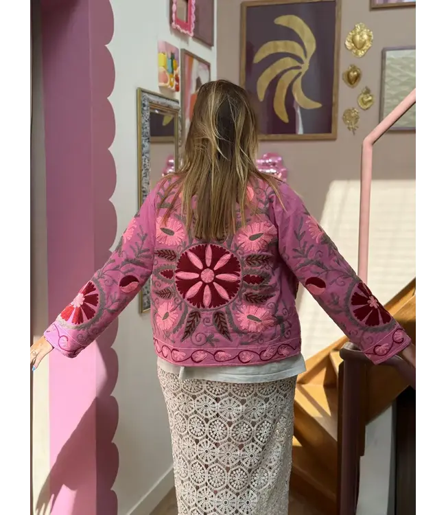 Cotton embroidery Jacket Pink Panter