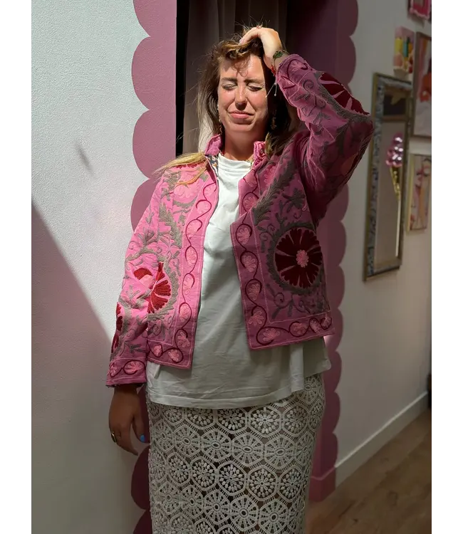 Cotton embroidery Jacket Pink Panter