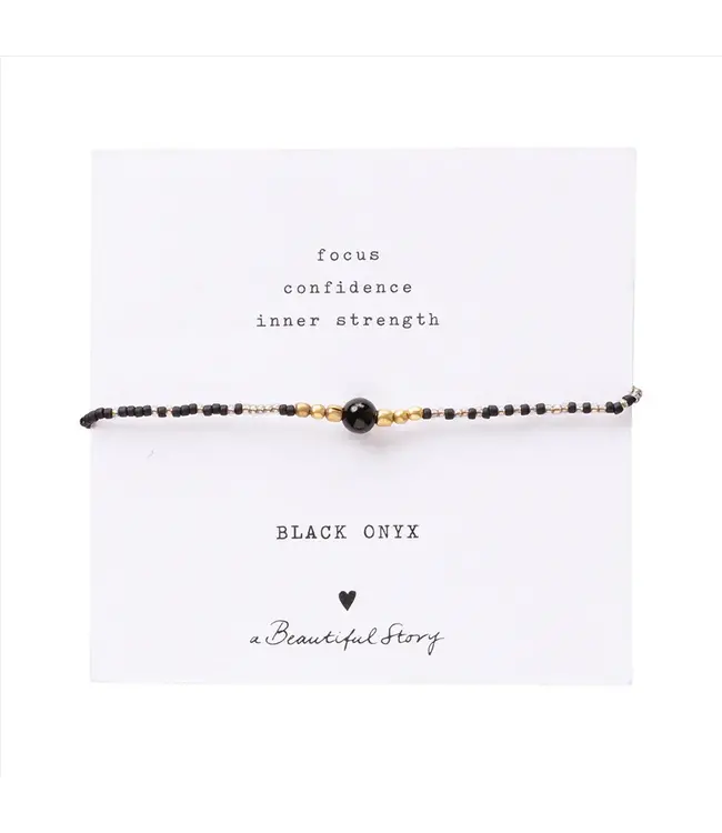 A BEAUTIFUL STORY Iris Card - Black Onyx  Bracelet