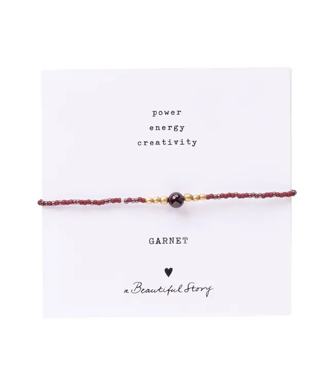 A BEAUTIFUL STORY Iris Card - Garnet Bracelet