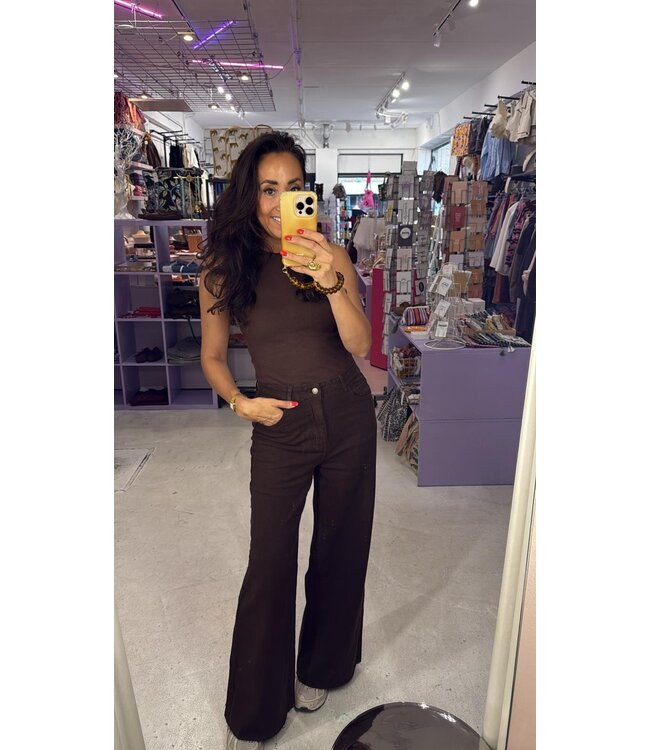 Kyo Wide Leg Jeans - Brown