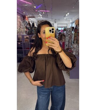 Taar Off Shoulder Top - Brown