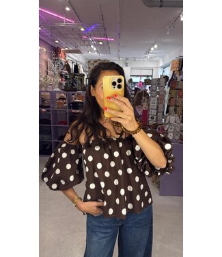 Lynn Polkadot Top - Brown