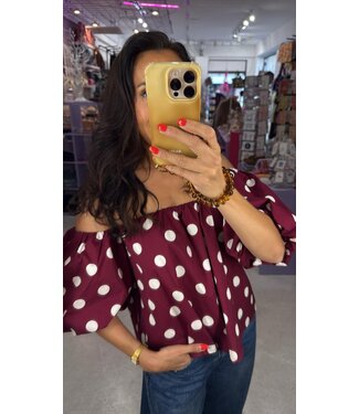 Lynn Polkadot Top - Bordeaux