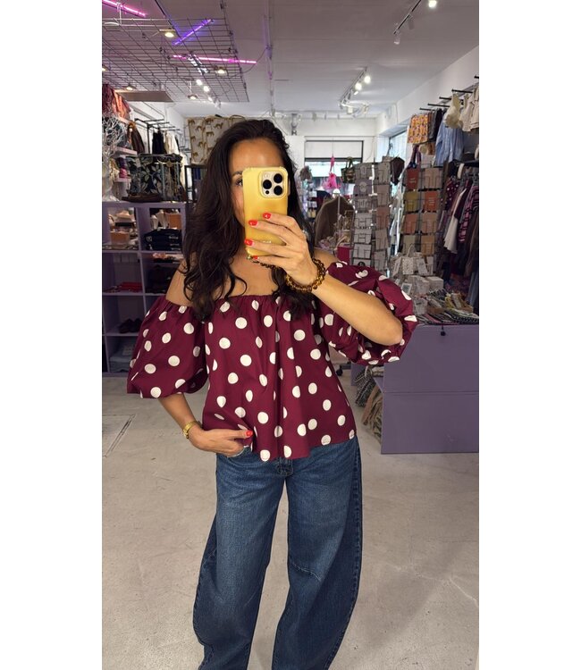 Lynn Polkadot Top - Bordeaux