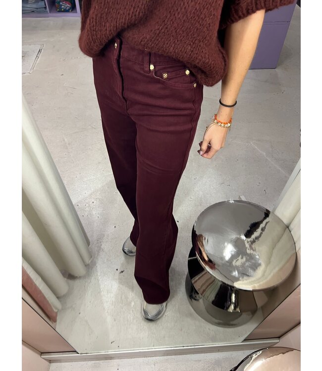 Haley Wide Leg Jeans - Bordeaux