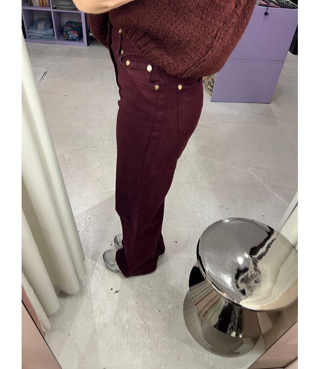 Haley Wide Leg Jeans - Bordeaux