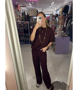 Haley Wide Leg Jeans - Bordeaux