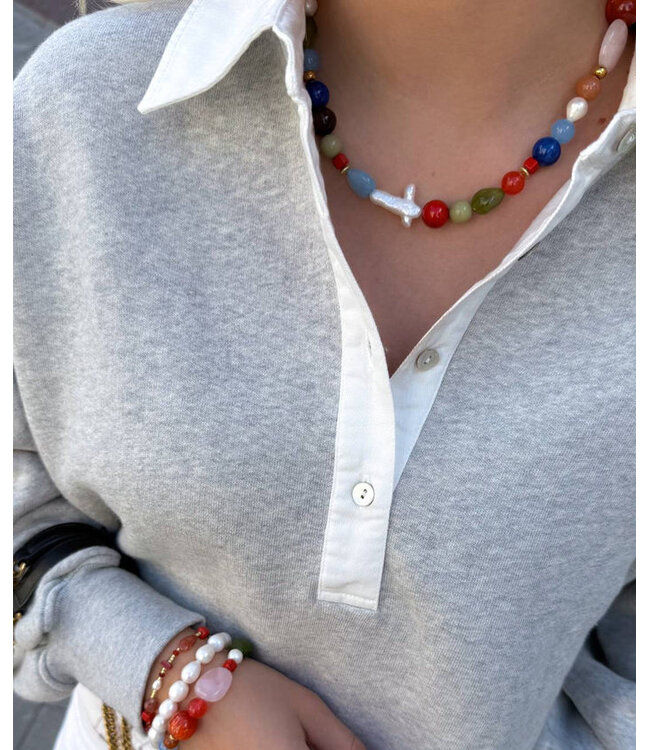 Multi Parel Kruis Necklace