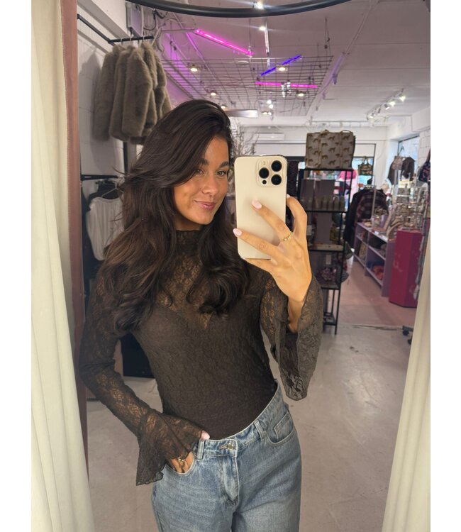 Kaya Lace Top - Brown
