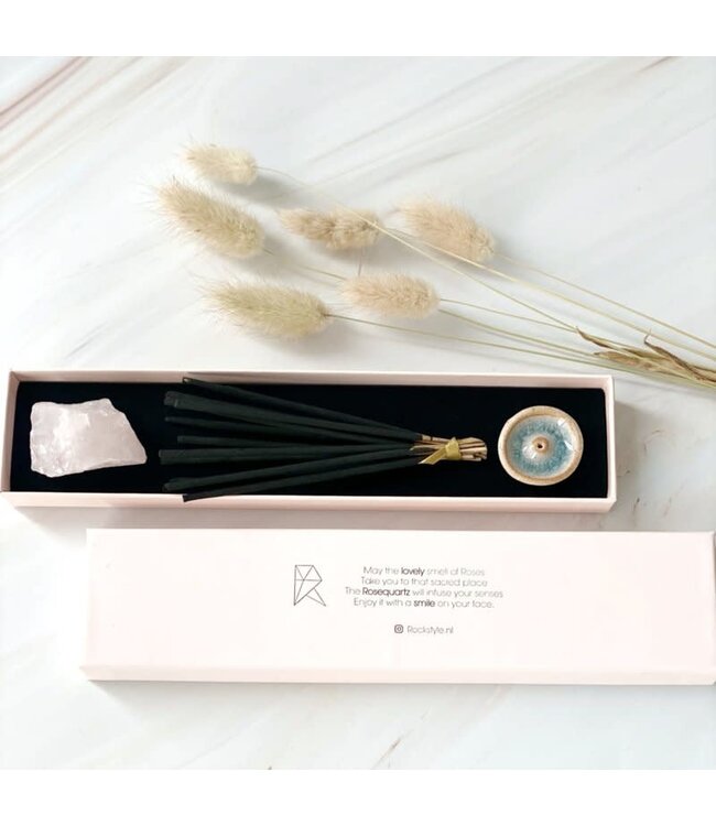Wierook & Gemstone giftbox: Roos/Rozenkwarts