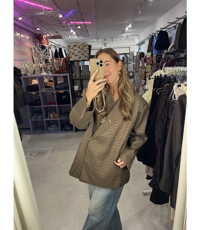 Jasmijn Oversized Blazer -Brown Grid