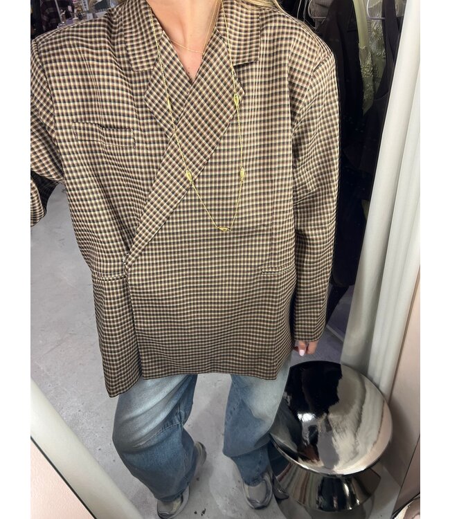 Jasmijn Oversized Blazer -Brown Grid