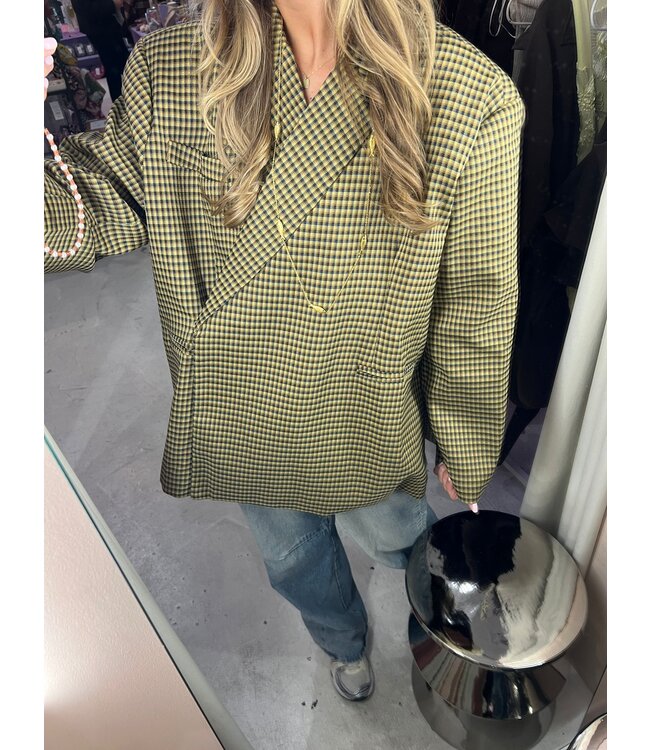 Jasmijn Oversized Blazer - Blue/Yellow Grid
