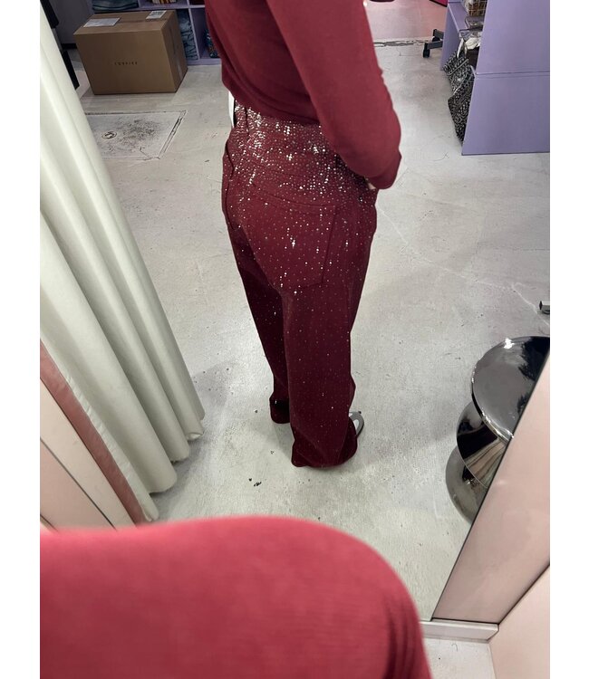 Tess Sparkle Wide Leg Jeans - Bordeaux