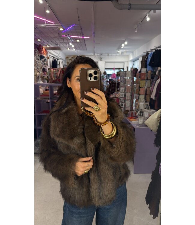 Bella Fur Coat - Brown