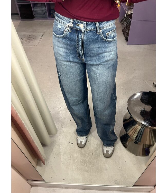 Jamy Barrel Jeans - Blue Damaged